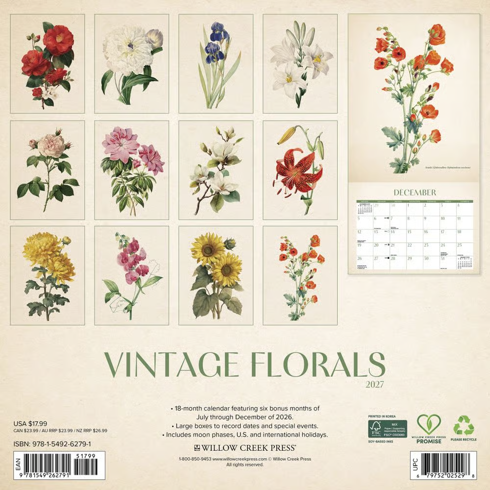 2027년 캘린더 Vintage Florals 상세 이미지 5