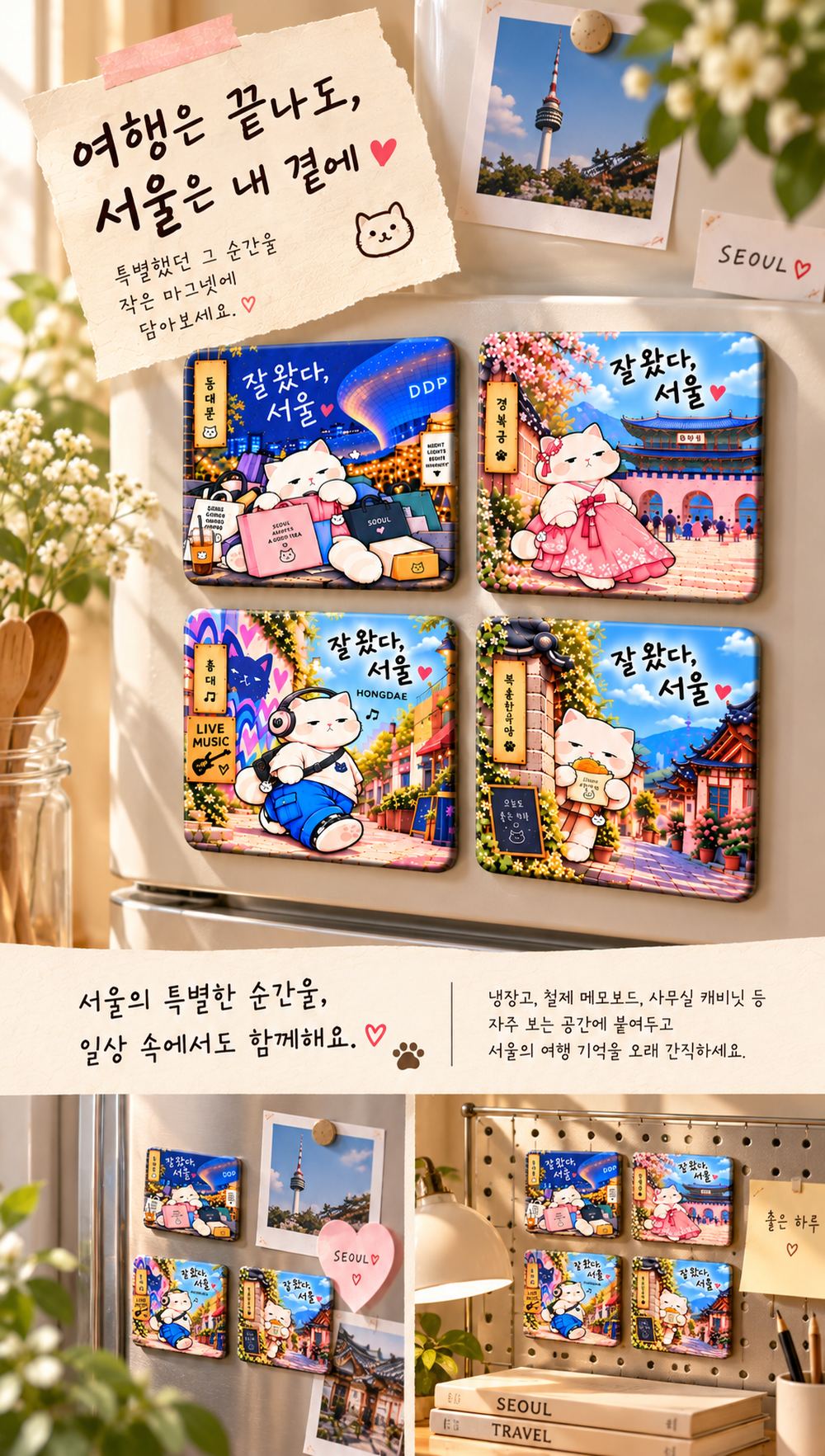 잘 왔다 서울 마그넷 4종 | 경복궁 북촌 동대문 홍대 상세 이미지 6