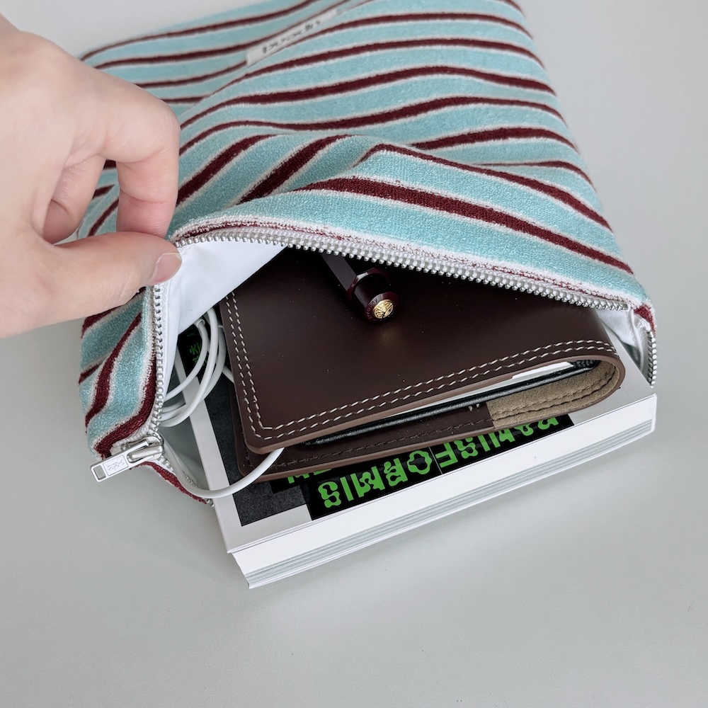 terry book pouch (sora+brown) 상세 이미지 4