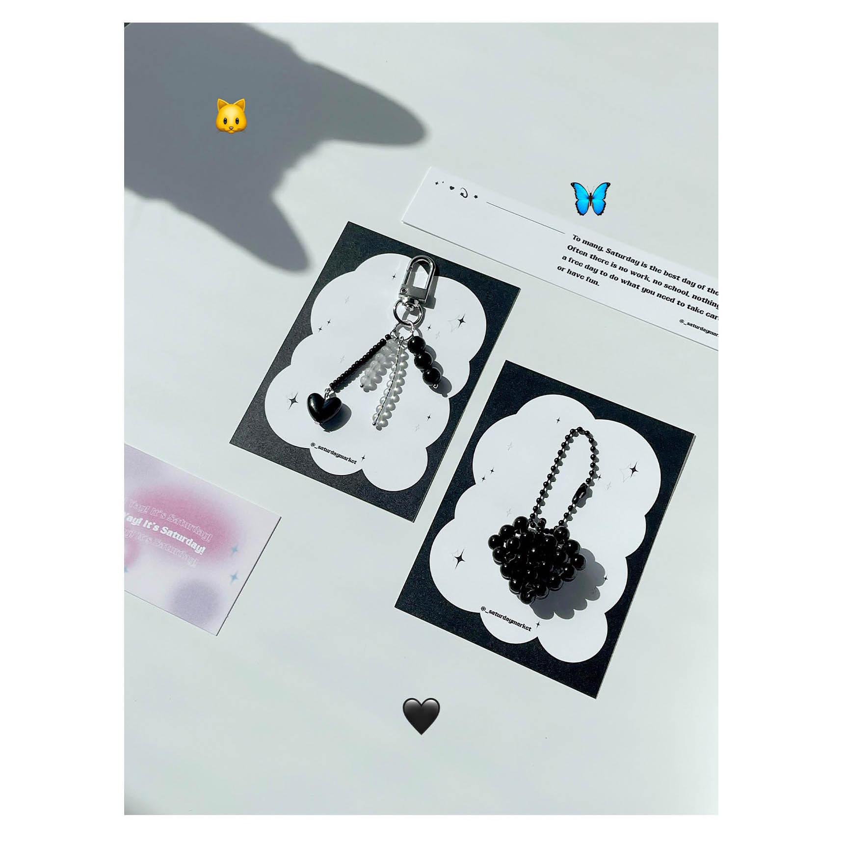통통 비즈볼 블랙 하트 키링 상세 이미지 5