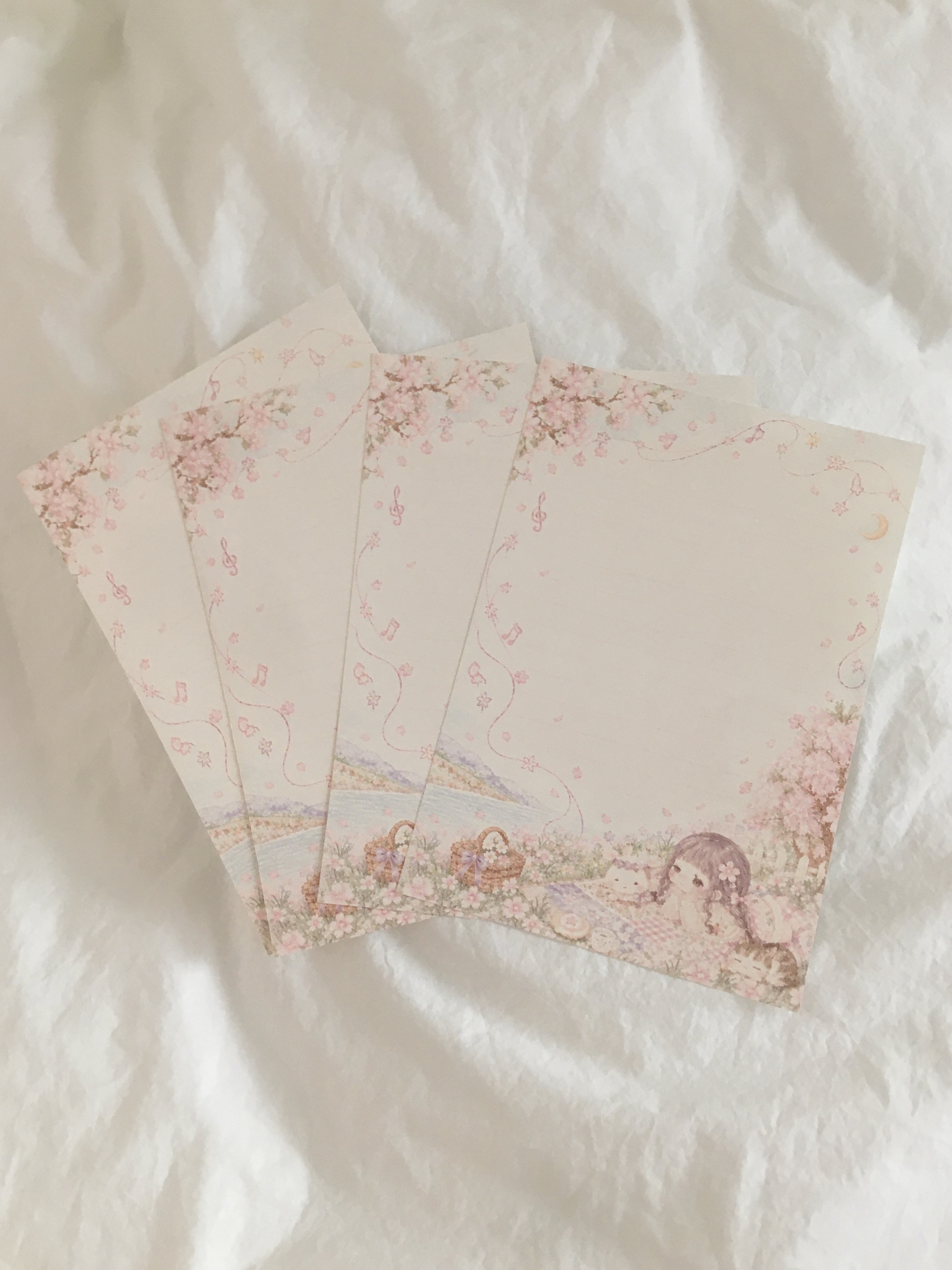 벚꽃 소풍 편지 봉투 세트 Cherry Blossom Picnic Letter Set 상세 이미지 1