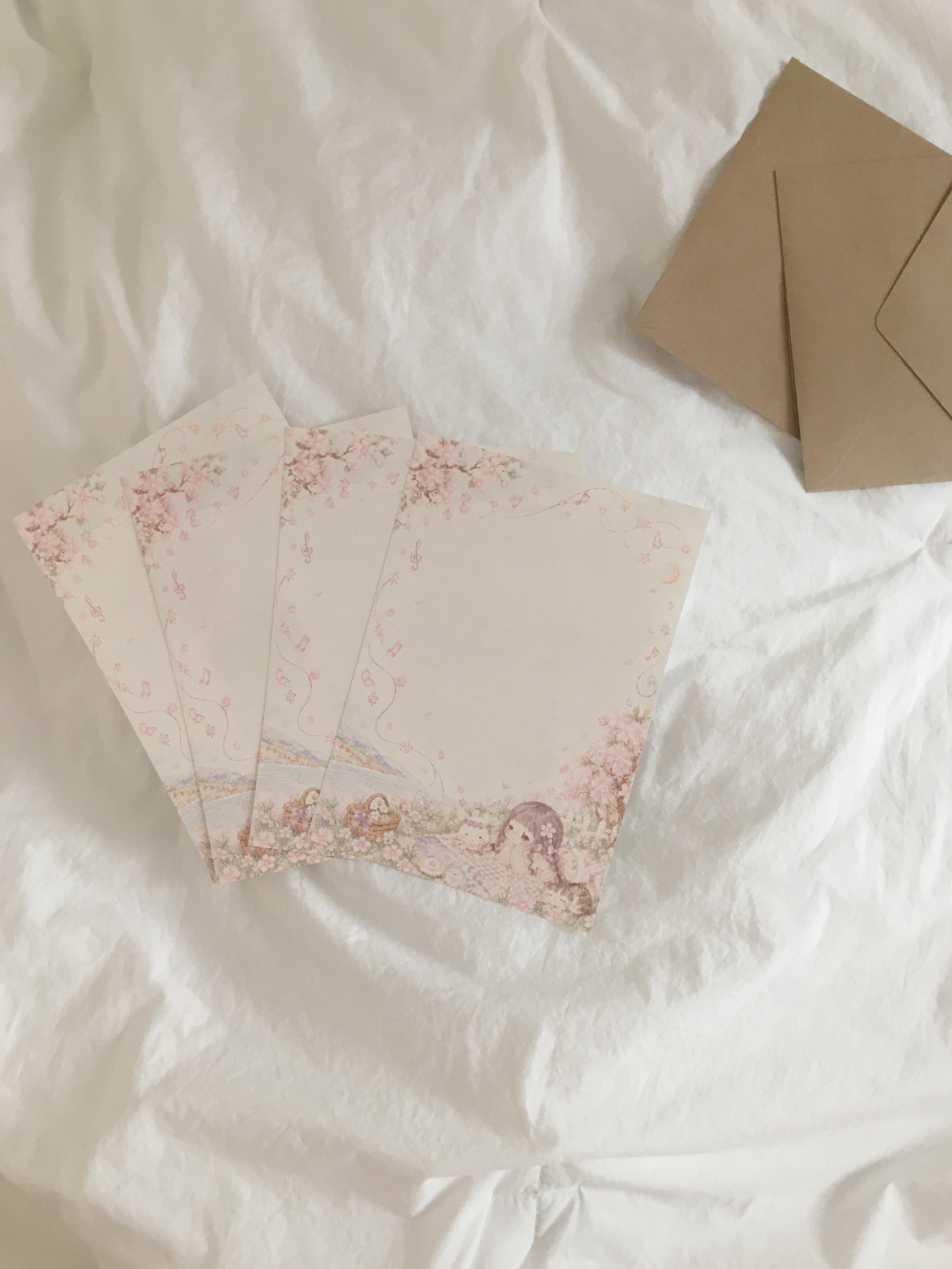벚꽃 소풍 편지 봉투 세트 Cherry Blossom Picnic Letter Set 상세 이미지 3