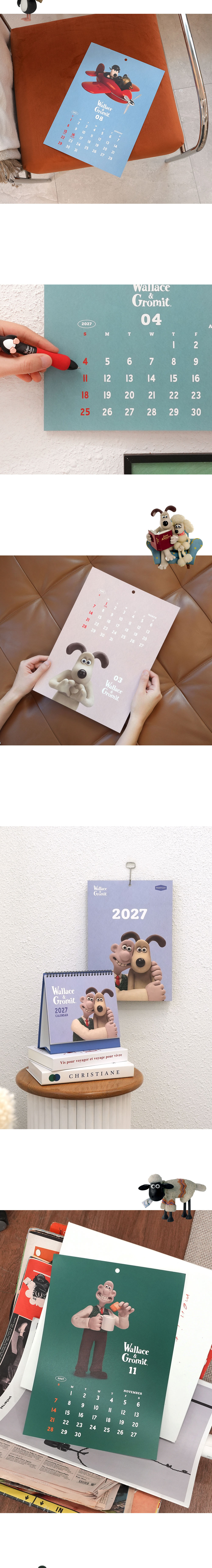 [핑크풋][공식정품]월레스와그로밋 2027 벽걸이 캘린더 상세 이미지 4