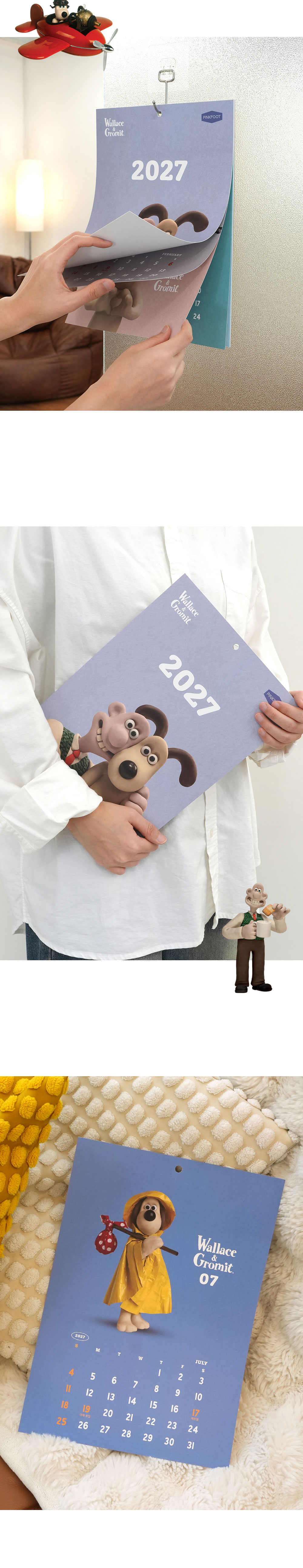 [핑크풋][공식정품]월레스와그로밋 2027 벽걸이 캘린더 상세 이미지 5
